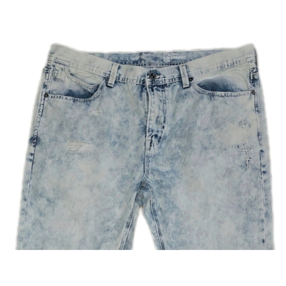 Sean John Men's Mercer Slim Straight Acid Wash Distressed Jeans Size 38x34 - Picture 3 of 6